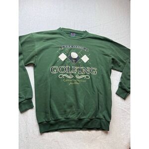 Vintage GS Sport Sweatshirt Mens L Green Crewneck Golf USA Classics Pullover